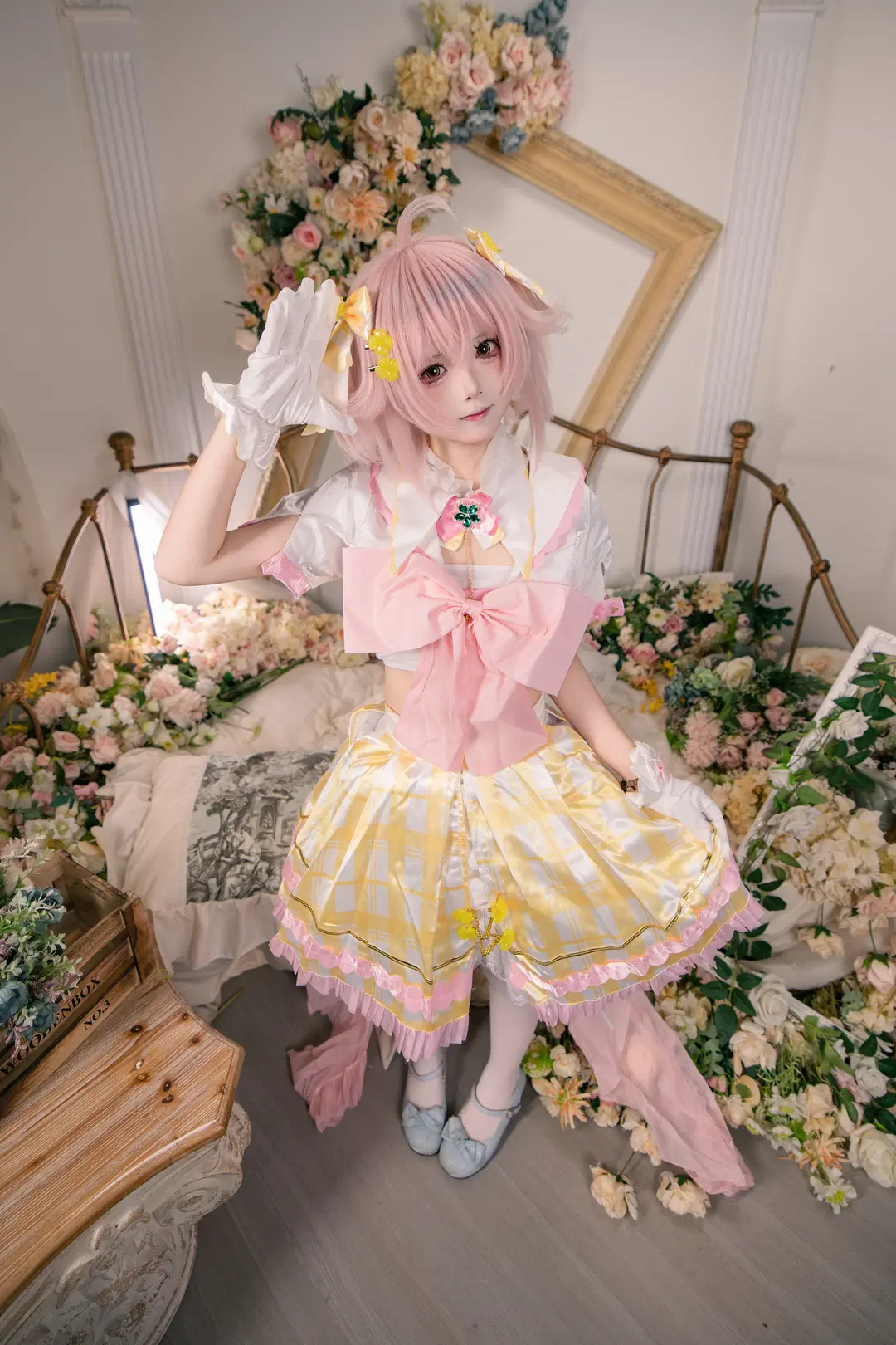 【永雛タフィー コスプレ】ピンク髪と黄白チェックが紡ぐ、温室の甘い午後 - 音饭饭 - 3枚目