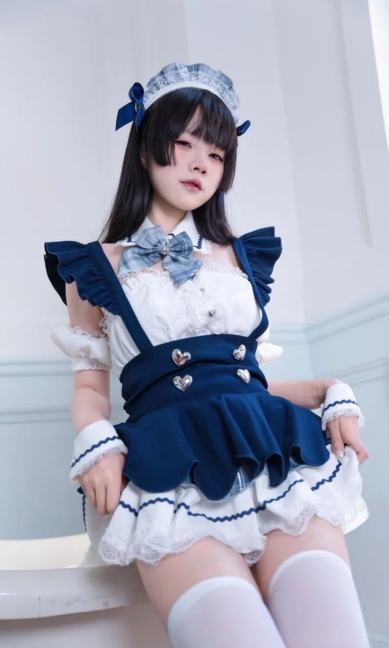 藍白和風女僕裝 慵懶倚靠沙發的室內天光返圖 - Ludo - 第2張