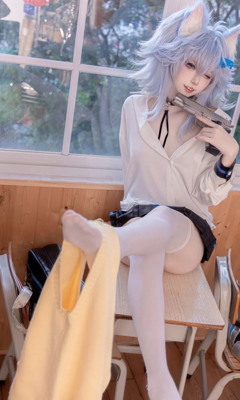 cosplay, 碧蓝航线, 教室写真, 兽耳cos, 丝袜