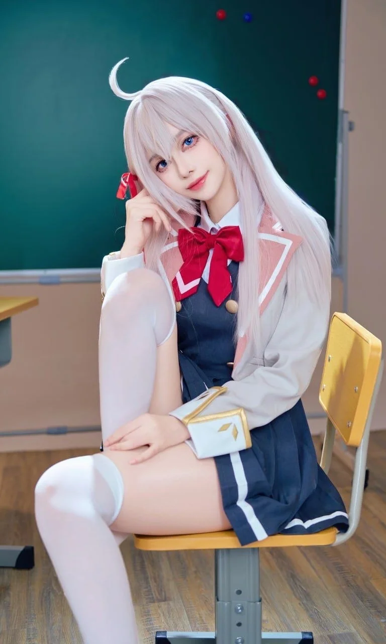 JK制服, 白ストッキング, アーリャ コスプレ, 教室コスプレ, ロシア語学習