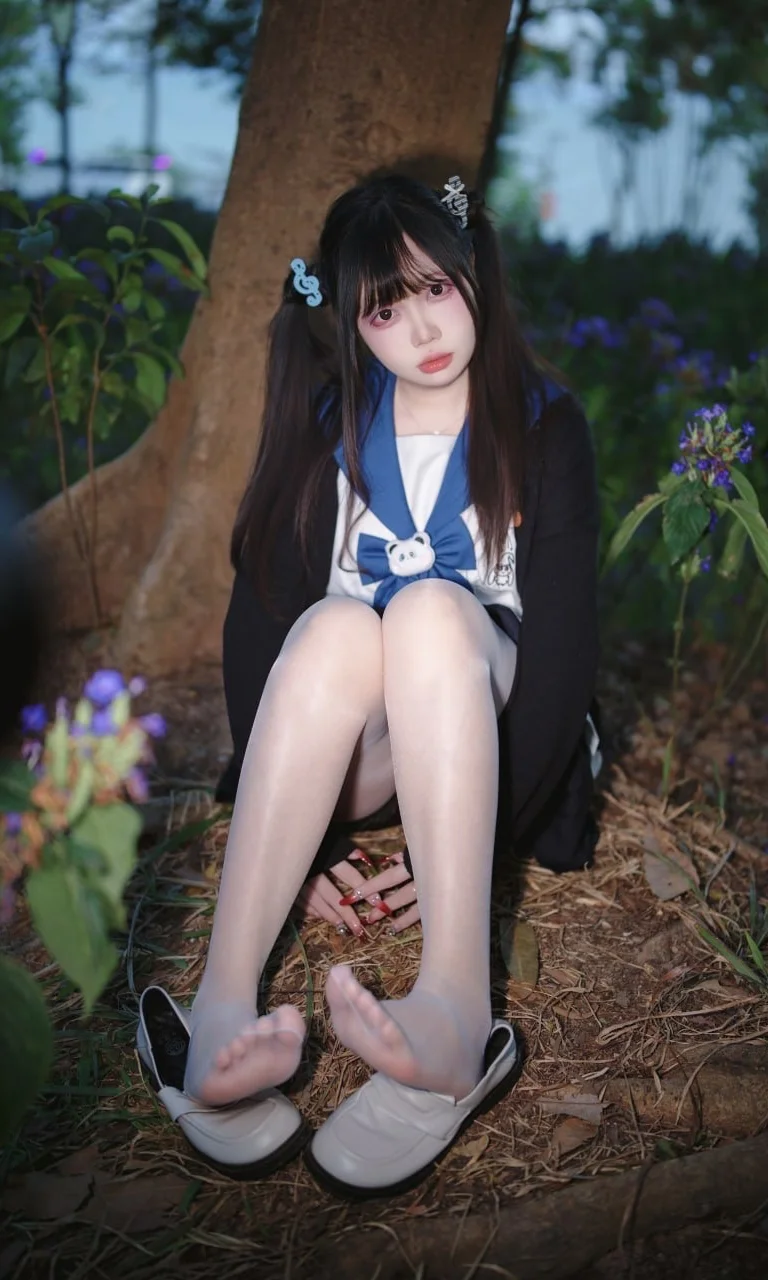 コスプレ, 白ストッキング, セーラー服, JK制服, 森系ポートレート