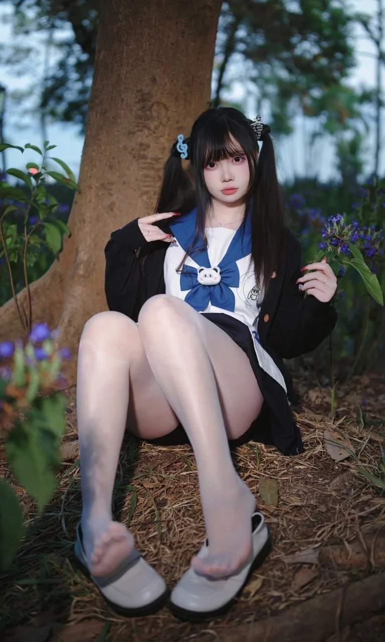 [JK uniform] Sailor suit Photoshoot in the Woods at Night: Forest style portrait by Ludo - Image 4