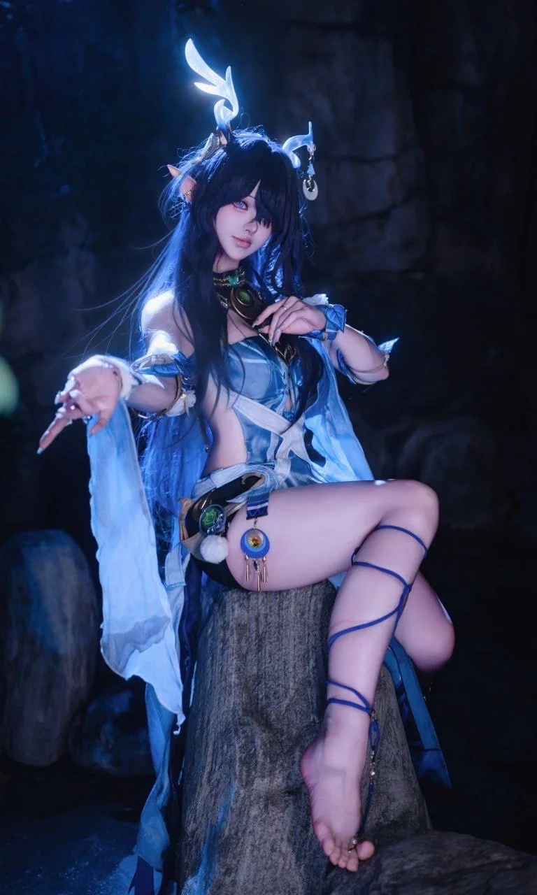 原神, 原神空月之歌, 菈乌玛cos, 静谧蓝色调, 奇幻精灵cos