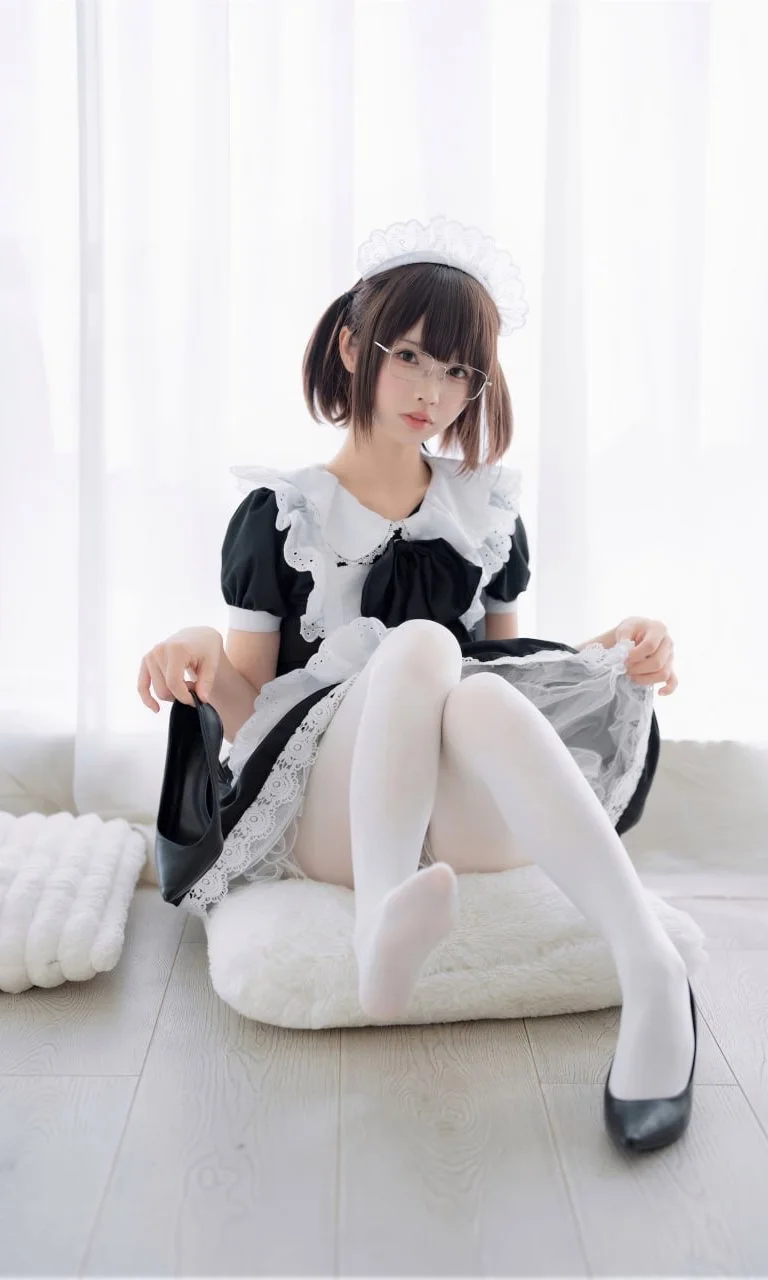 女仆装, 拍照姿势, 白丝, 日系写真, 女仆cos