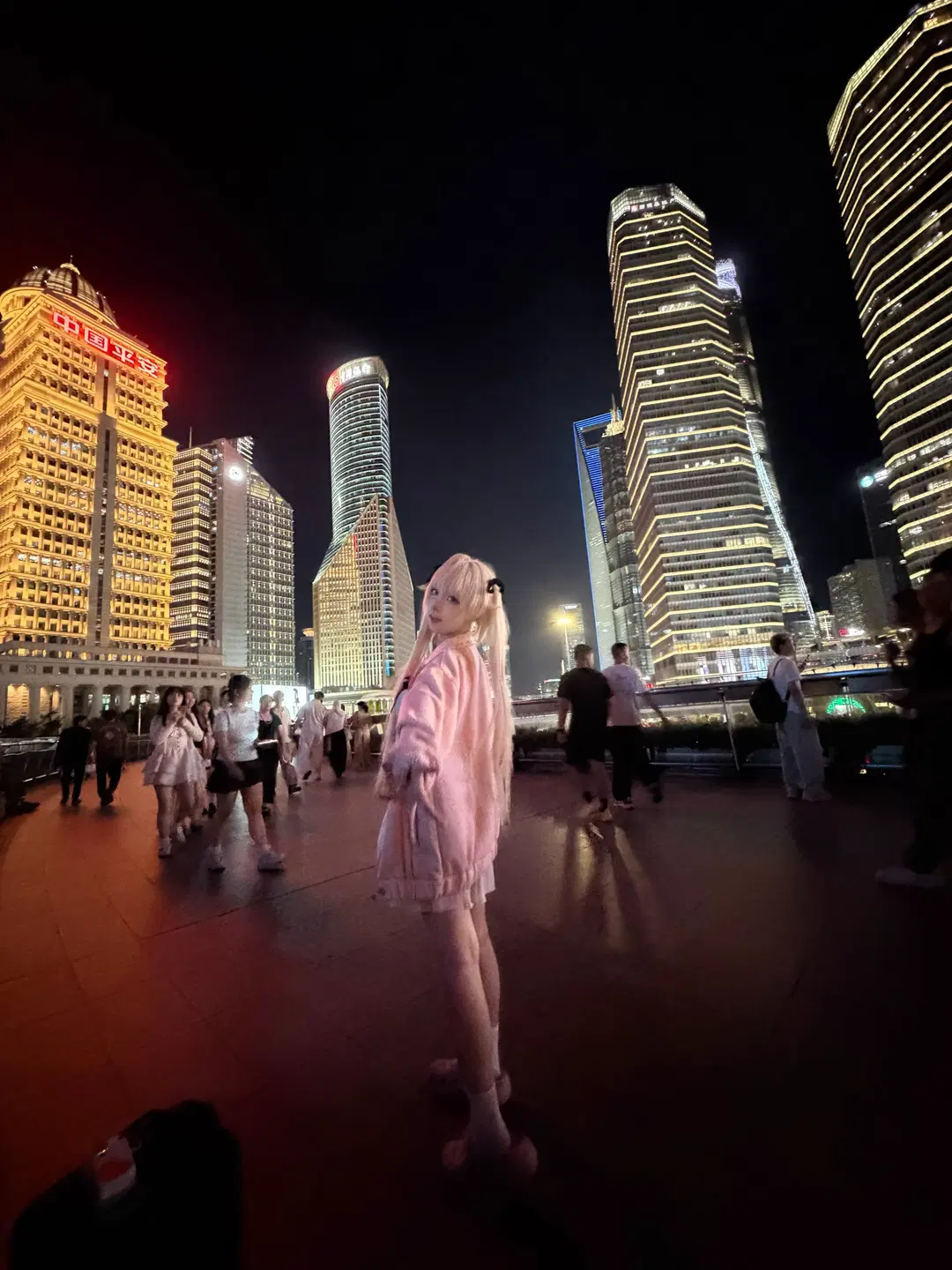 春日野穹cos, 缘之空, 穹妹睡衣, 夜景cosplay, 上海citywalk