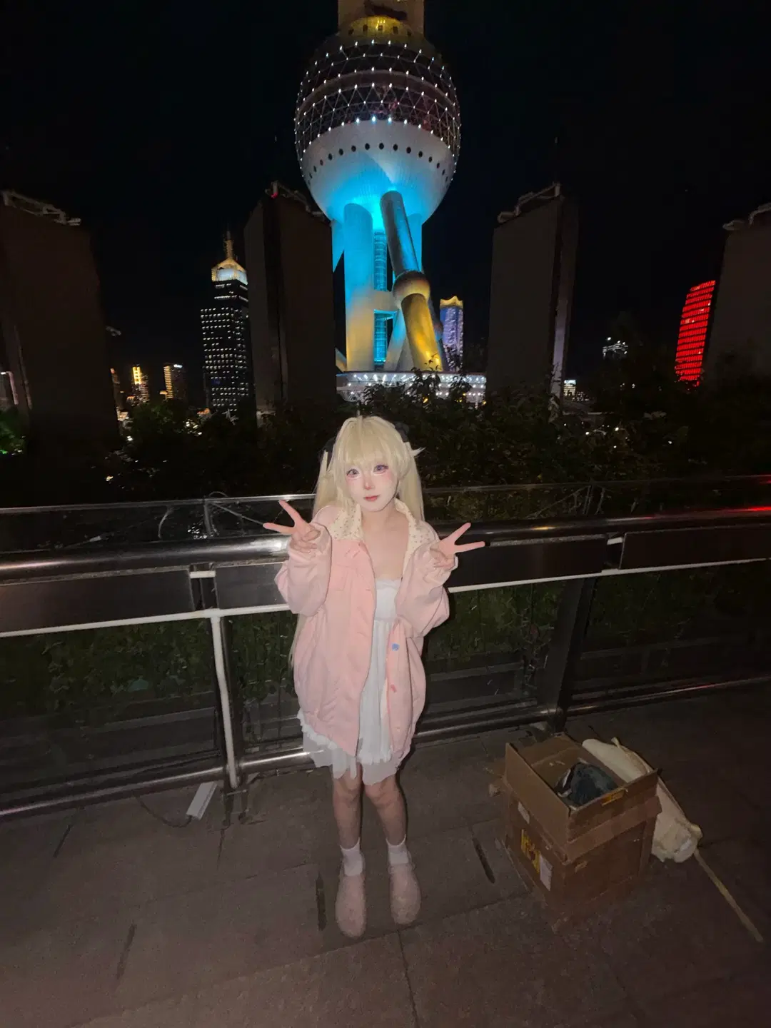 【春日野穹 コスプレ】ヨスガノソラ パジャマ姿の穹妹、上海の夜景を巡る - 咕咕不咕zZ（图文号 - 6枚目