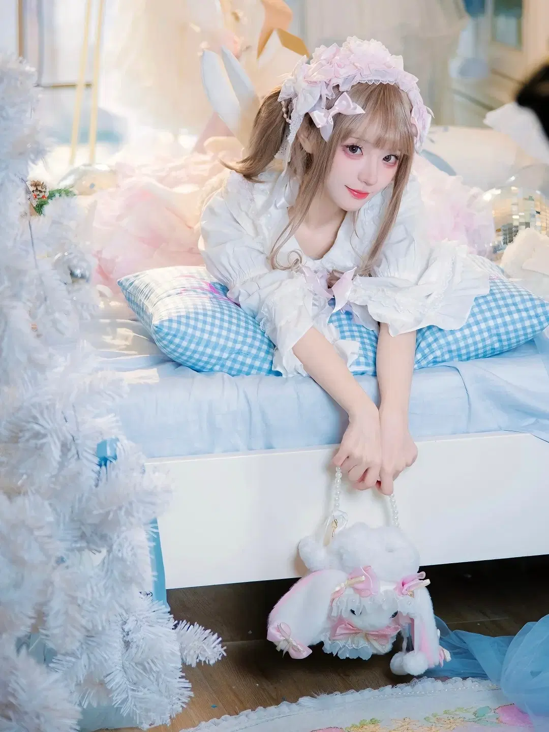 粉白Lolita穿搭，今天是软萌棉花糖小兔 - 余森屿。 - 第2张