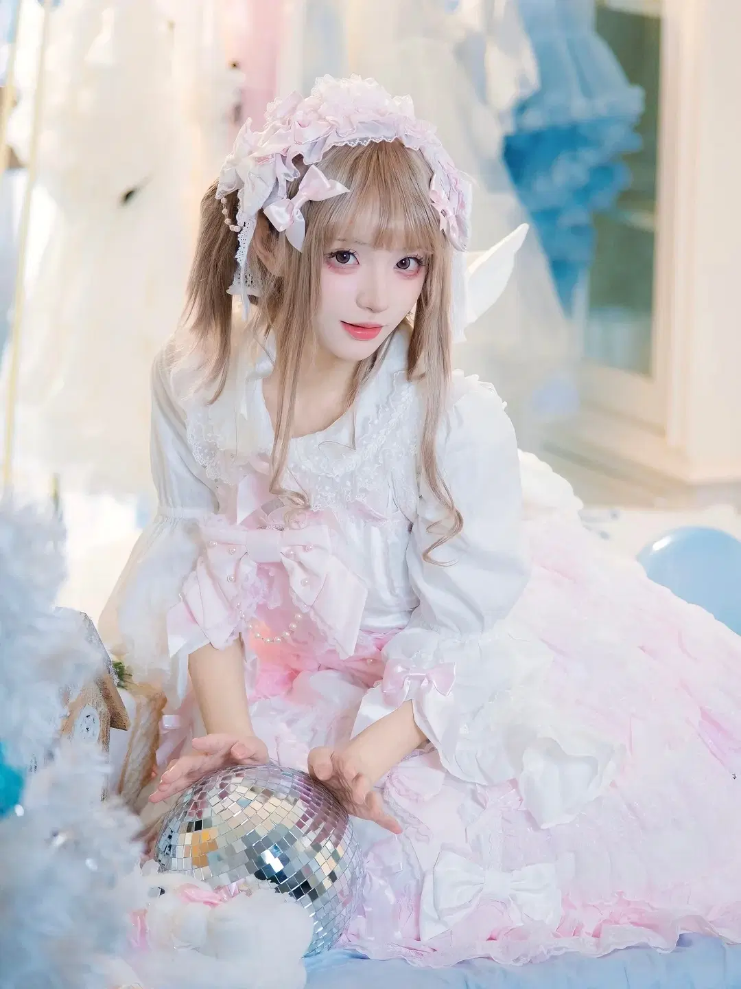粉白Lolita穿搭，今天是软萌棉花糖小兔 - 余森屿。 - 第5张
