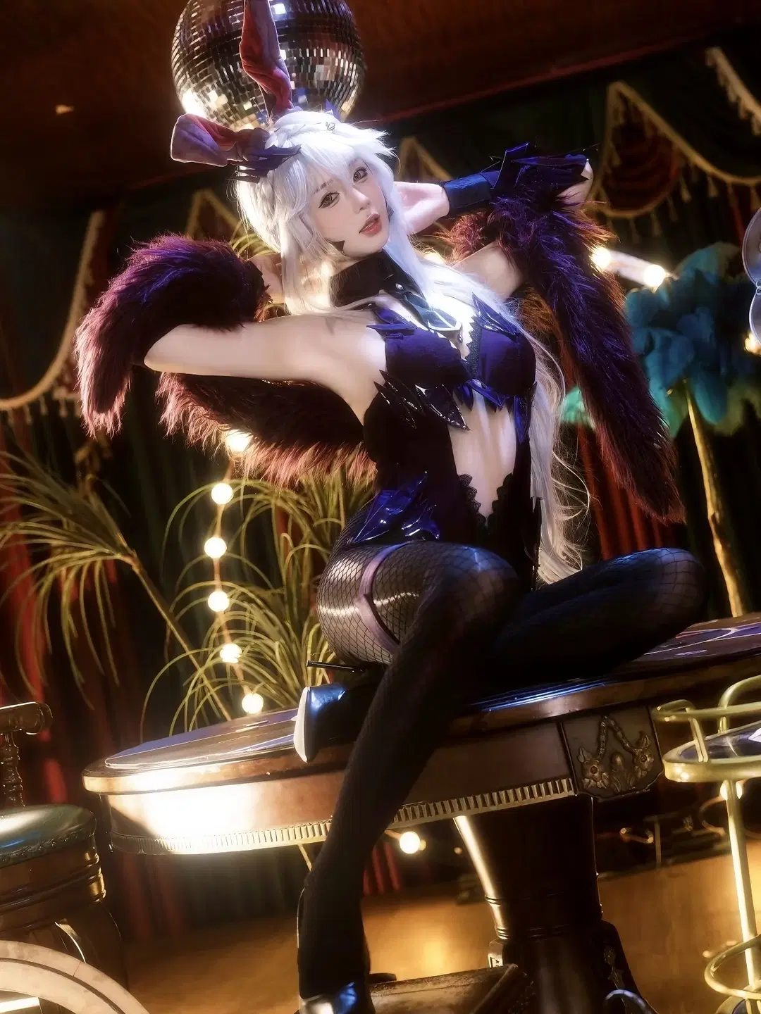 【黑枪呆cos】FGO暗夜兔女郎，紫绒兔耳与渔网袜的碰撞 - 余森屿。 - 第3张