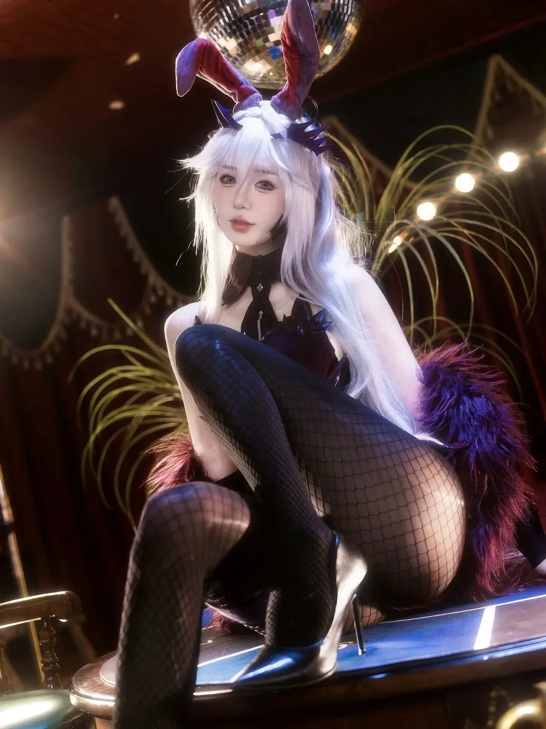 【黑枪呆cos】FGO暗夜兔女郎，紫绒兔耳与渔网袜的碰撞 - 余森屿。 - 第4张