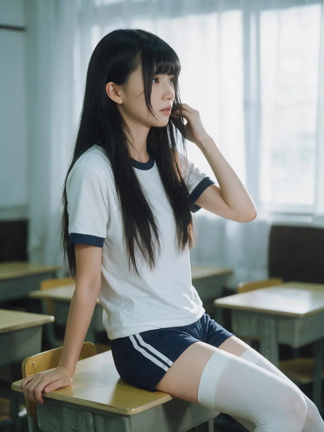 教室裡的膠片感運動服寫真 - 余森屿。 - 第4張