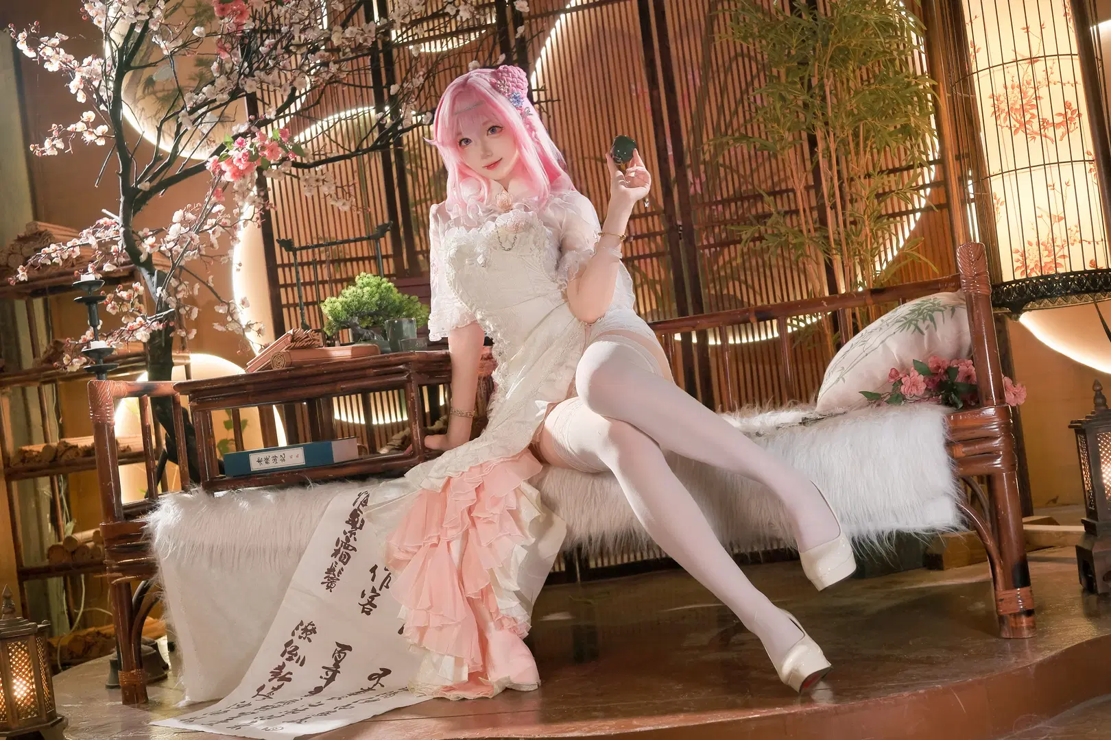 cosplay, Qipao, White stockings, Traditional Chinese style, Dorothy cosplay