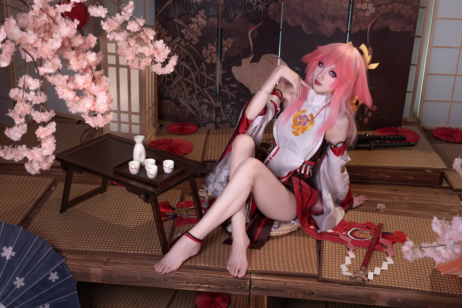 【八重神子cos】原神鳴神大社的粉色狐狸 - 貓羽www - 第6張