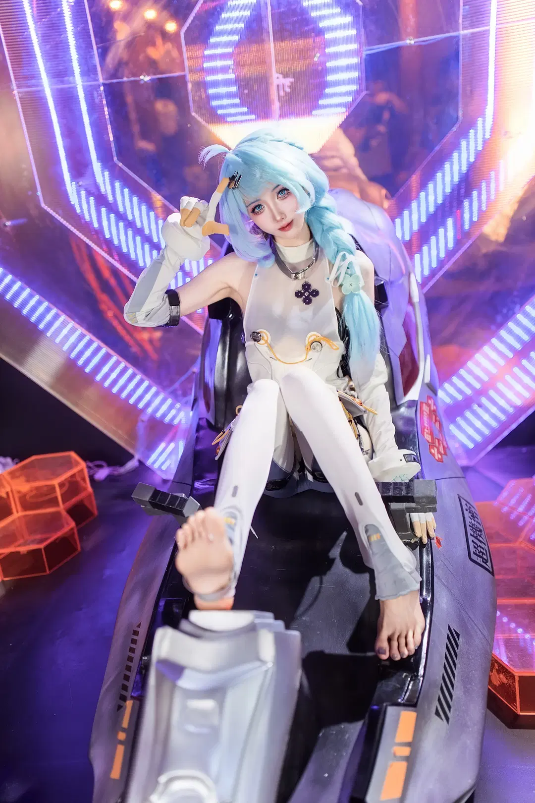 绝区零, cosplay, 席德cos, 蓝发少女, 科幻风写真