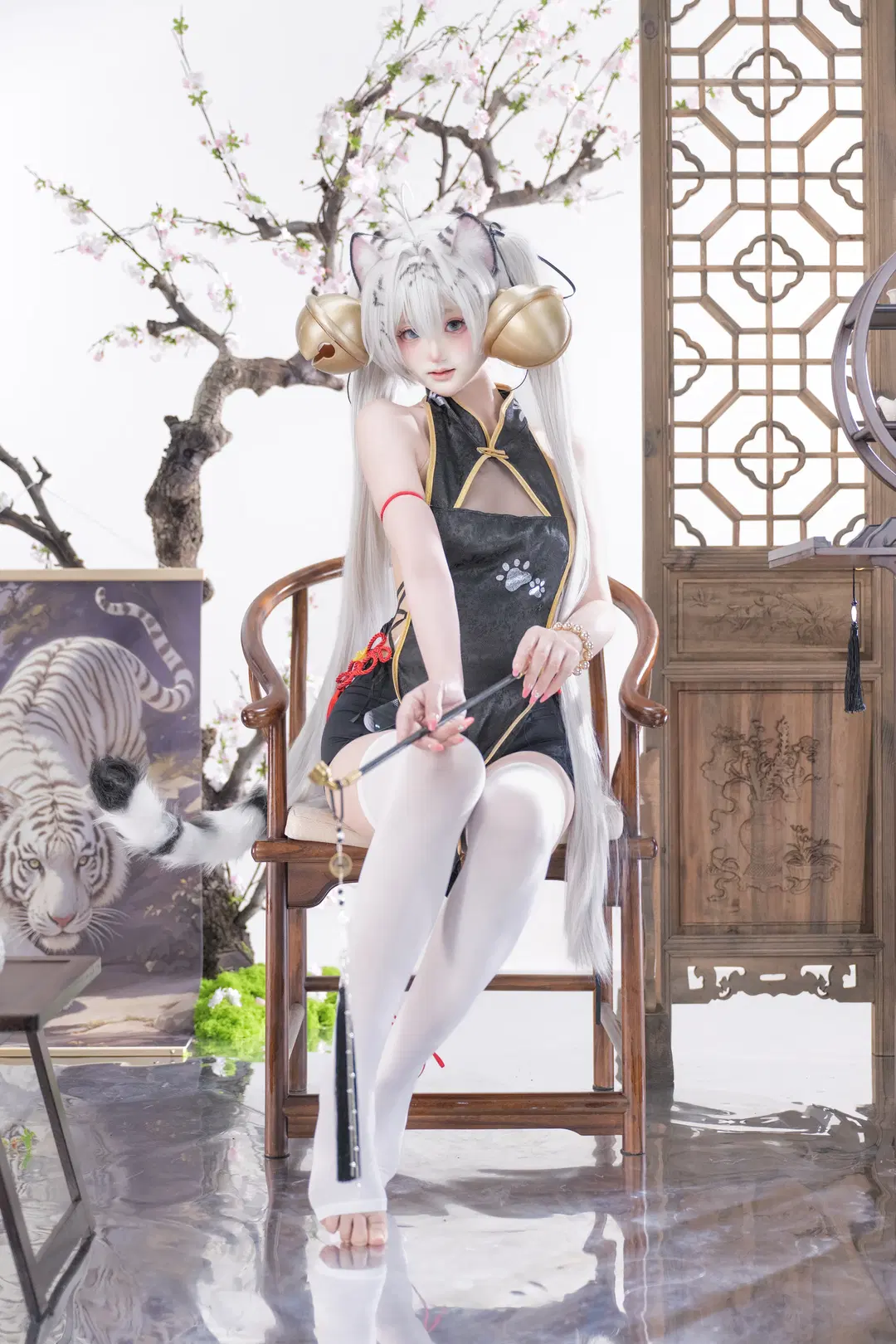 白虎娘cos 中式改良旗袍与白丝的魅力 - 村上図図 - 第4张