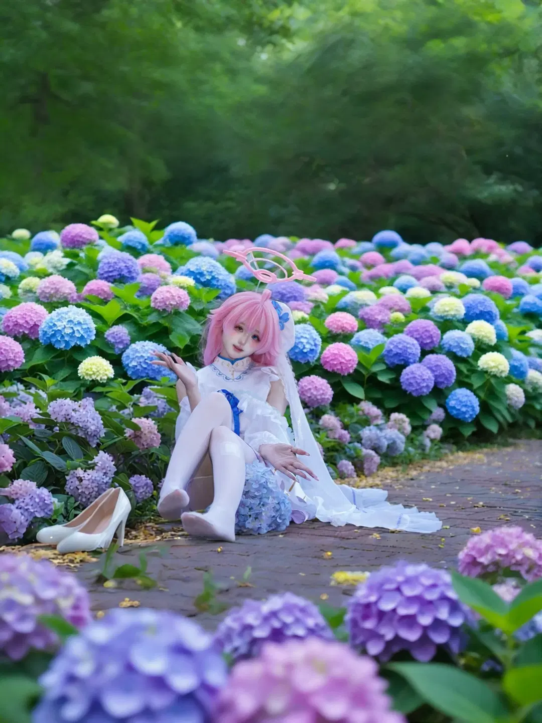 蔚蓝档案, 绣球花, 小鸟游星野cos, 无尽夏, 丝袜