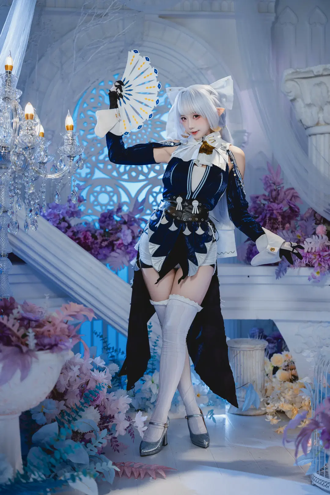 Zenless Zone Zero, White stockings, Elf ears, Velina cosplay, External Strategy Department