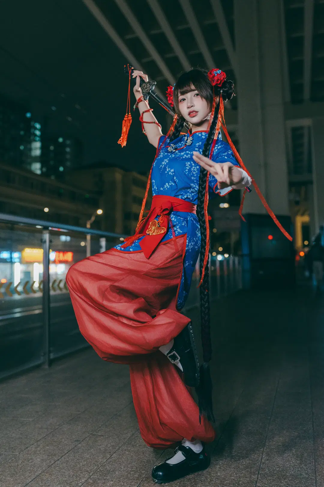 夜景ポートレート, 中国風ポートレート, 中華娘コスプレ, 江湖風コーデ, コスプレ撮影