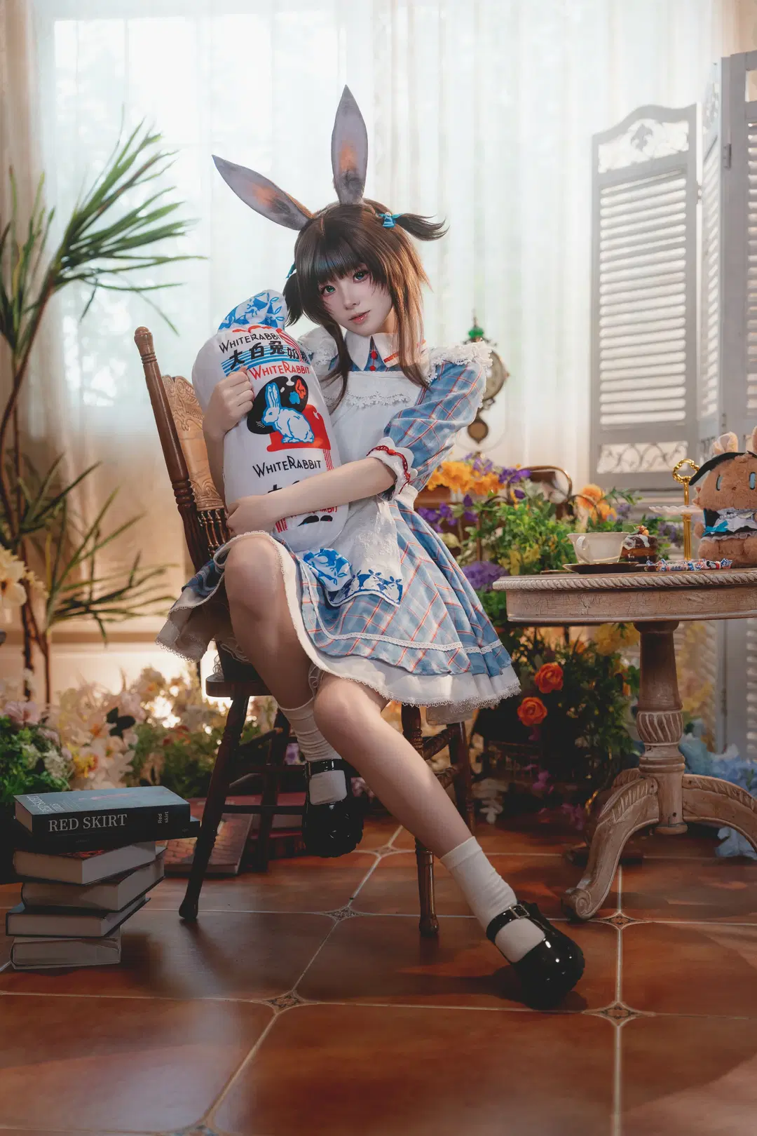 Arknights, Amiya cosplay, Anime cosplay, Bunny girl, White stockings