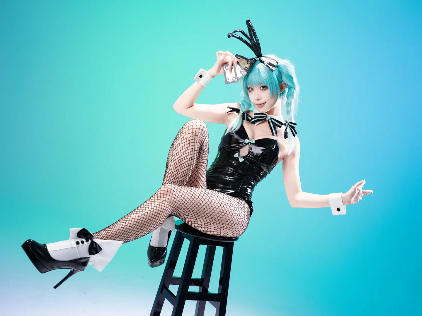 兔女郎, 初音未来cos, 白棚摄影, Vocaloid, 网袜