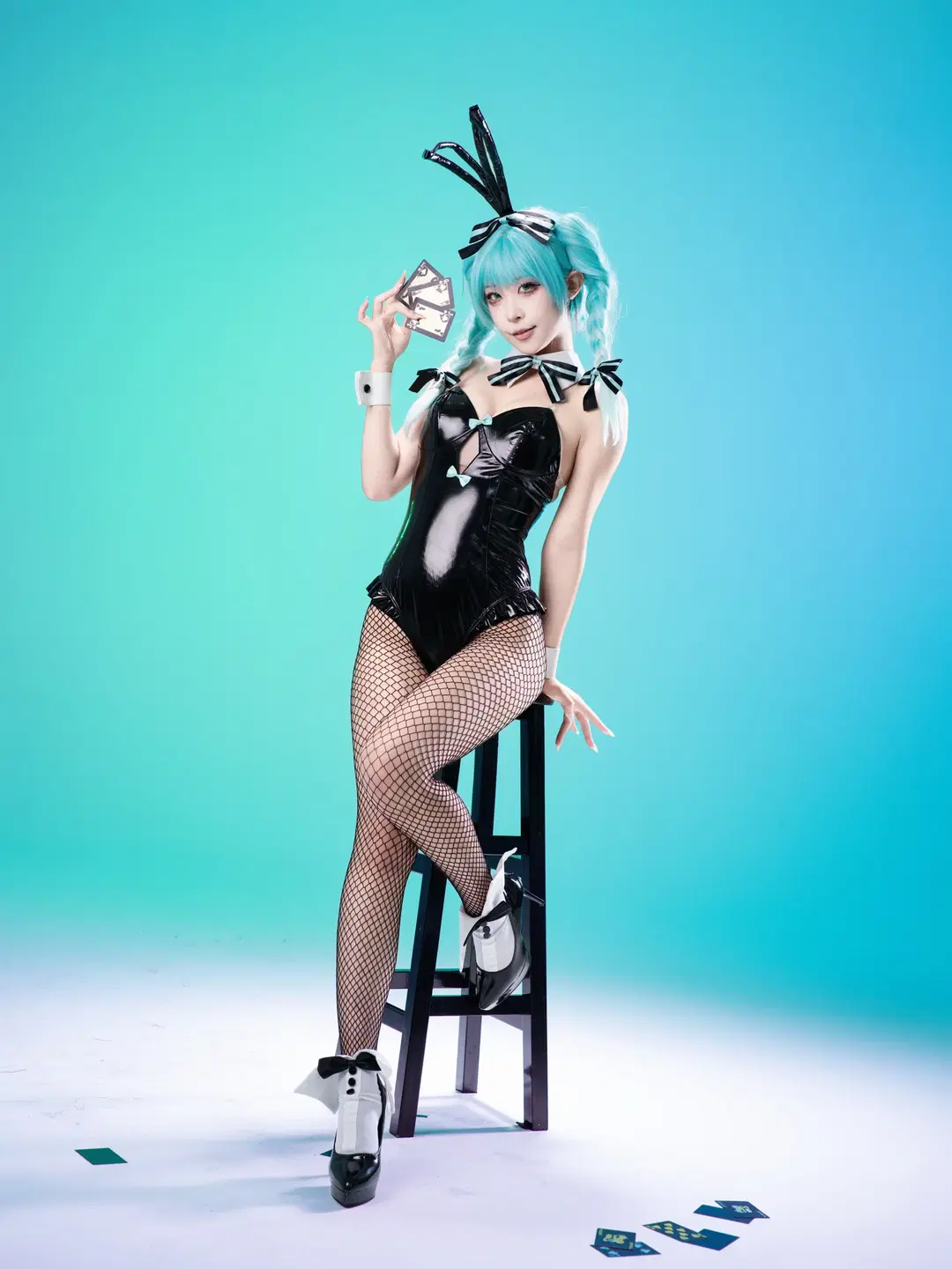 兔女郎, 初音未来, 初音未来cos, 白棚写真, 丝袜