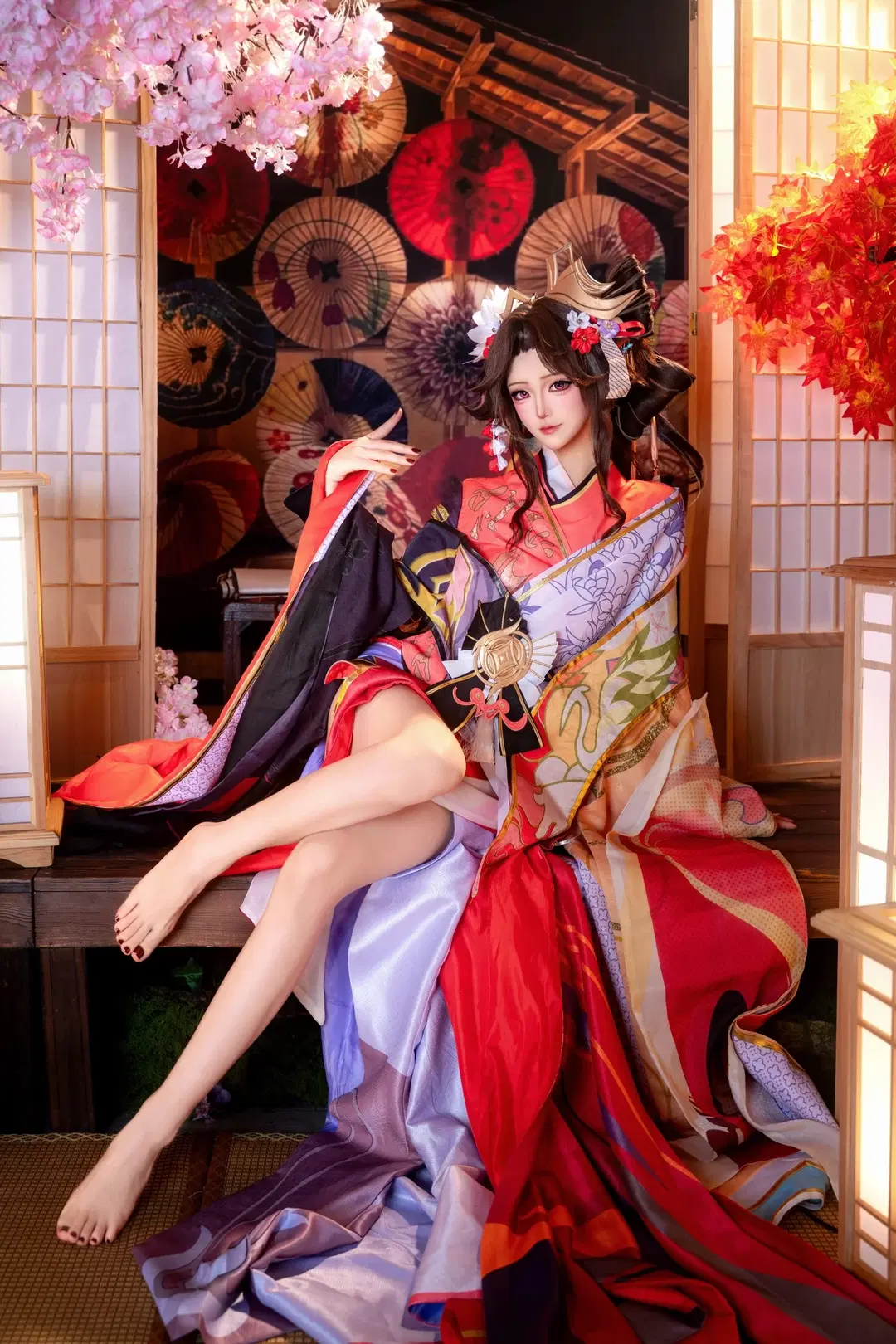 王者荣耀, 二次元cos, 不知火舞cos, 和风写真, 花合斗