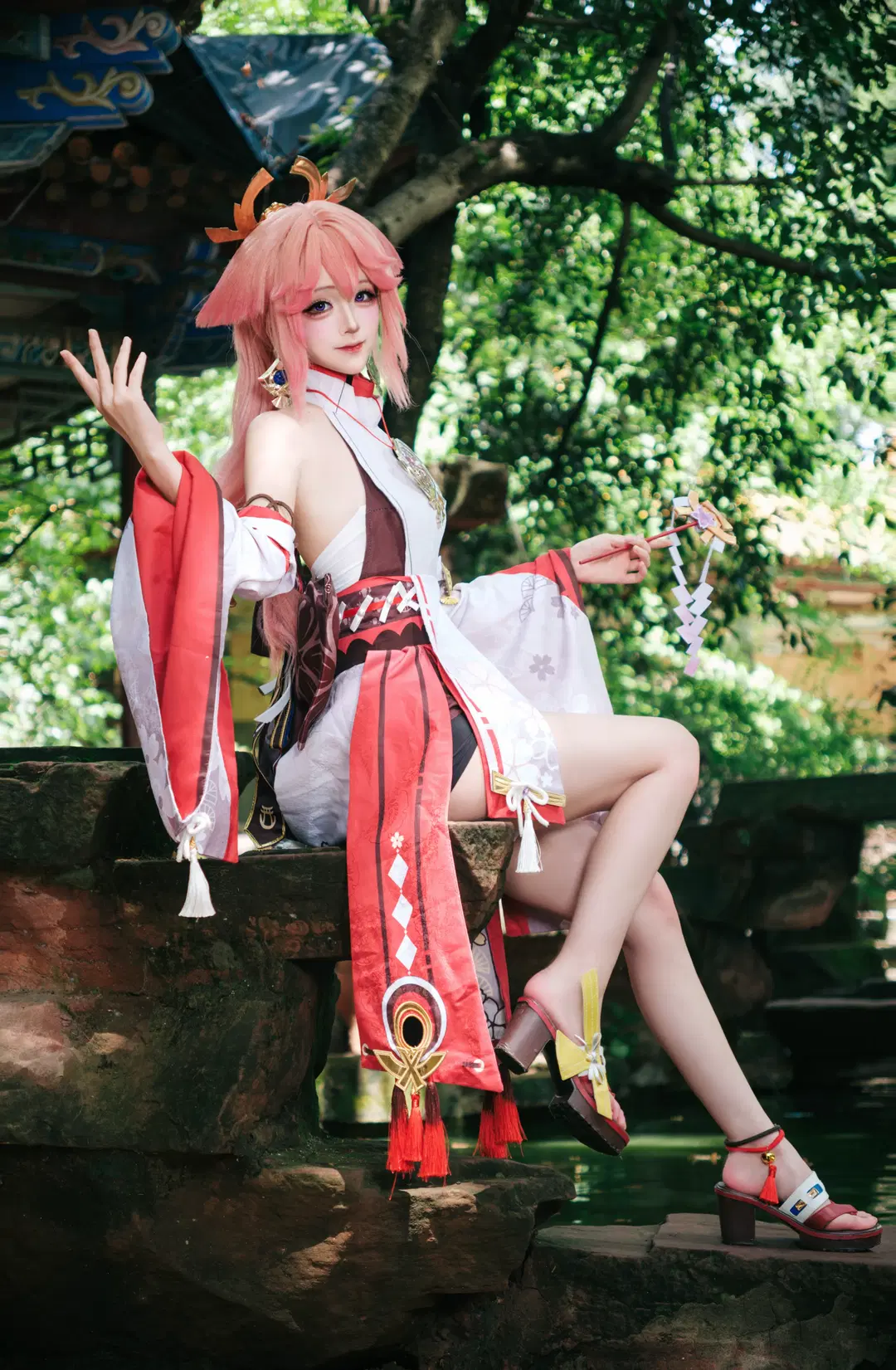 原神, 二次元cosplay, 八重神子cos, 和风服饰, 外景写真