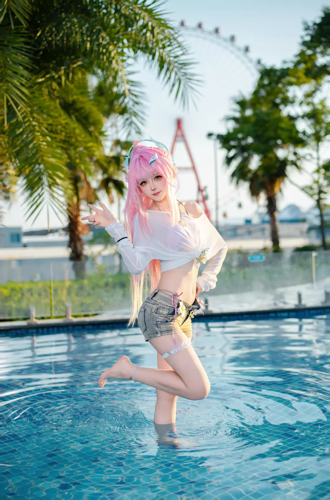 鸣潮, cosplay, 爱弥斯cos, 夏日泳池, 泳装私设