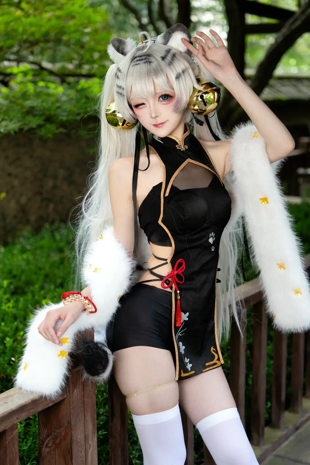 二次元, cosplay, 白虎娘cos, 白丝, 兽耳娘