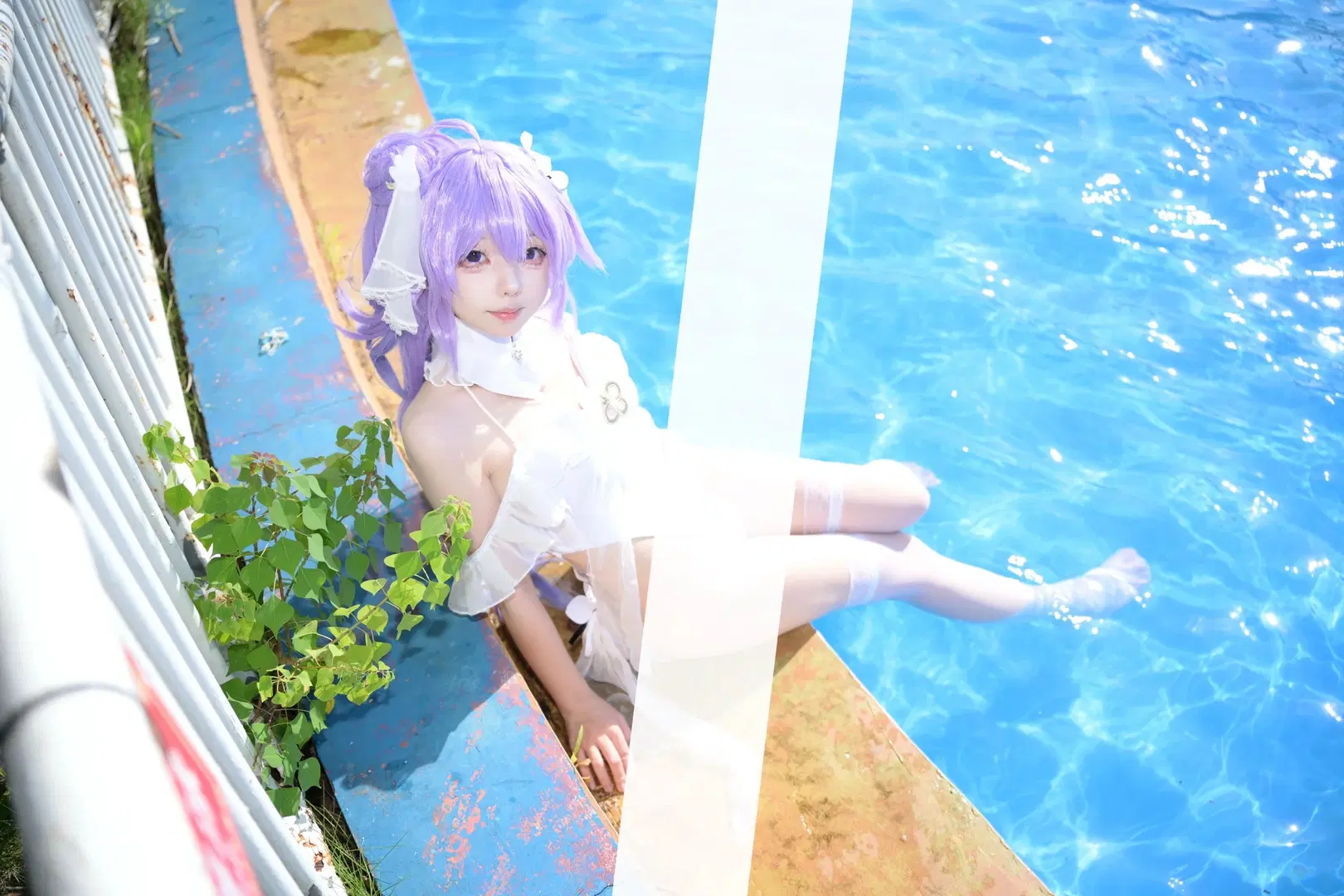 【独角兽cos】碧蓝航线独角兽的夏日泳池与沙滩白丝写真 - 蒲牢411 - 第2张