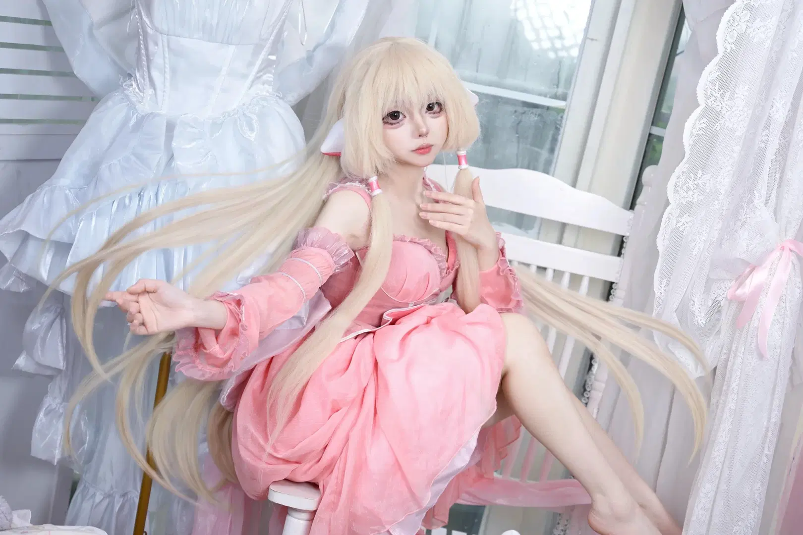 角色扮演, 二次元摄影, 小叽cos, 人形电脑天使心, 粉色丝袜