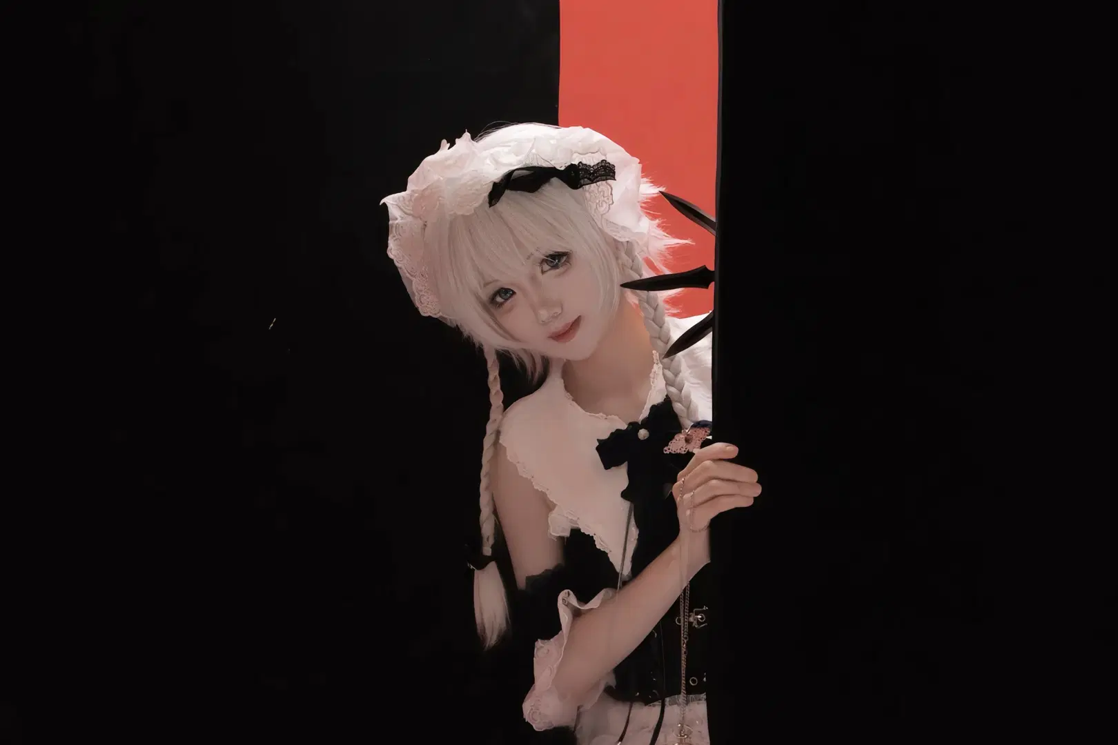 cosplay, 东方project, 女仆装, 十六夜咲夜cos, 双麻花辫