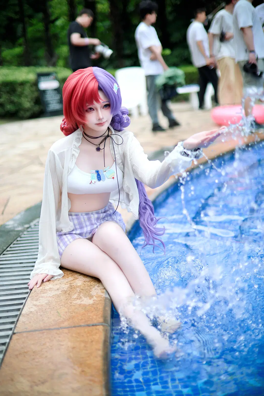 cosplay, Anime-style photography, Convention photos, Summer outfit, Poolside photoshoot