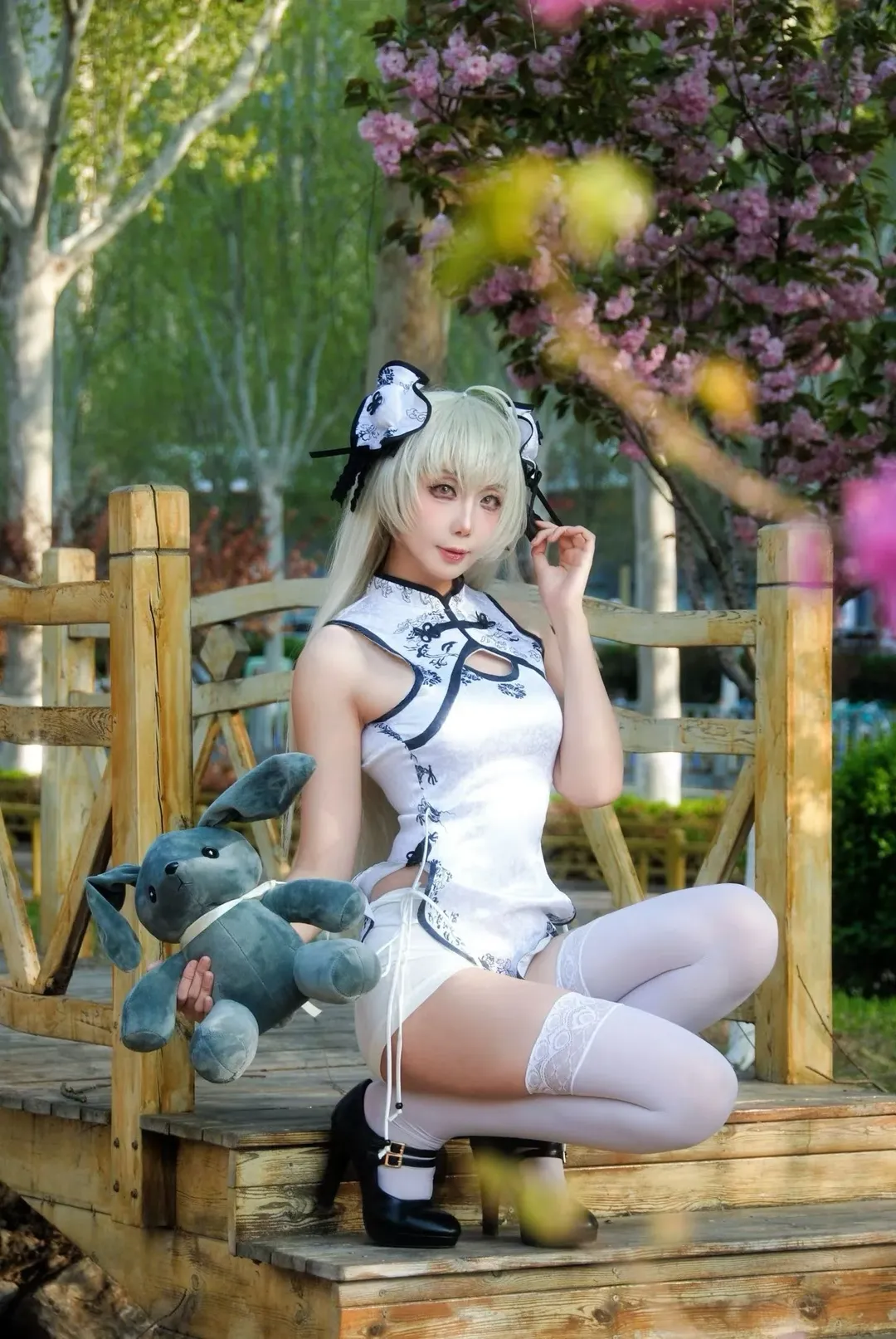 cosplay, 旗袍, 户外写真, 穹妹cos, 白丝 - 第1张