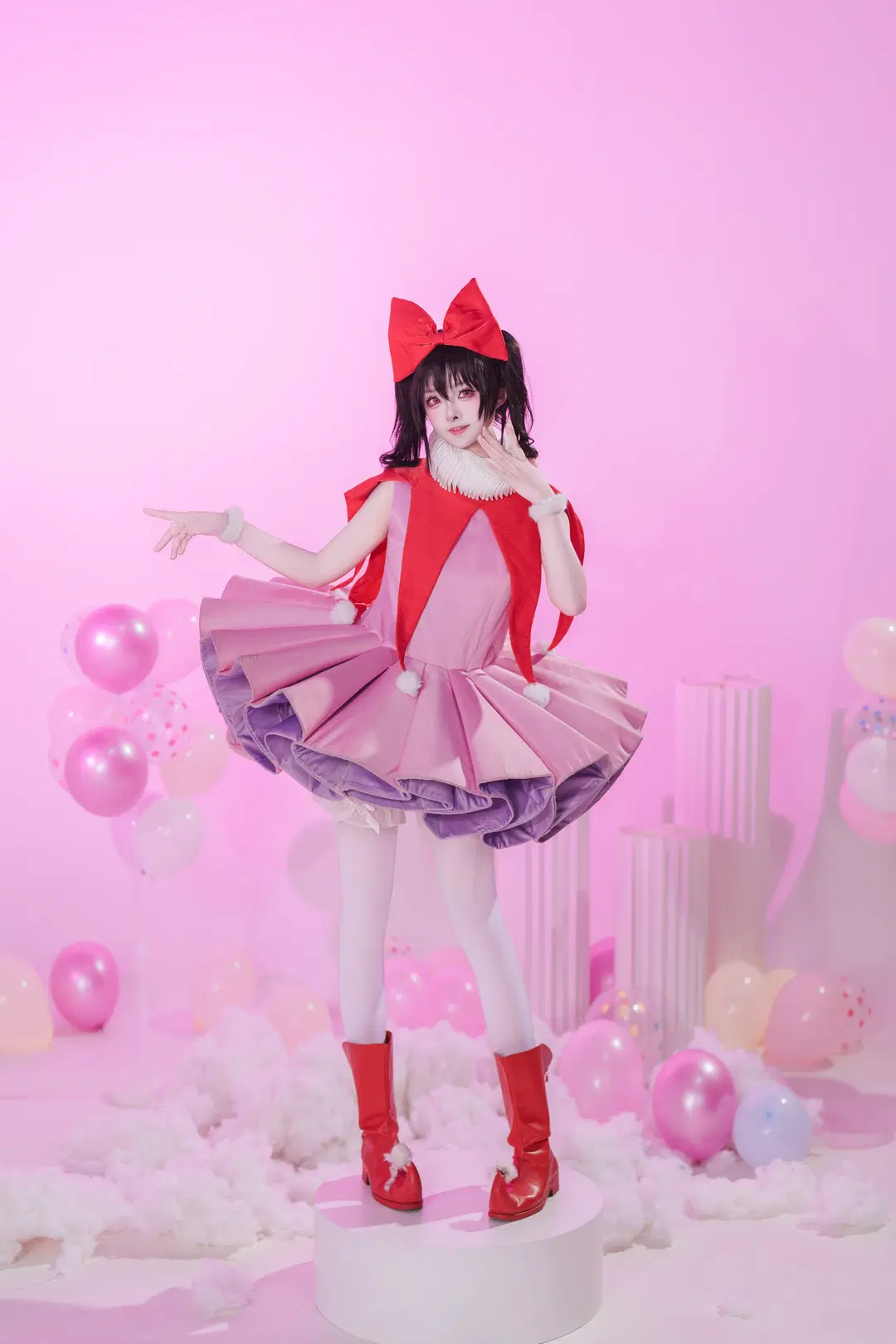【矢泽妮可cos】粉色梦幻泡泡里的红蝴蝶结小偶像 - 矢泽焰焰子 - 第7张