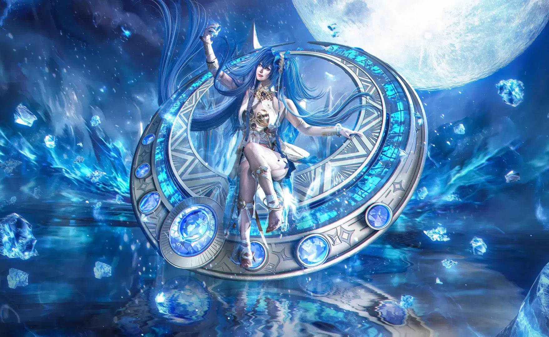 [Iuno cosplay] Wuthering Waves: Blue-Haired Twin-Tails Epic Production Under Lunar Radiance by 卡萨斯乳白戒指（重生版） - Image 2