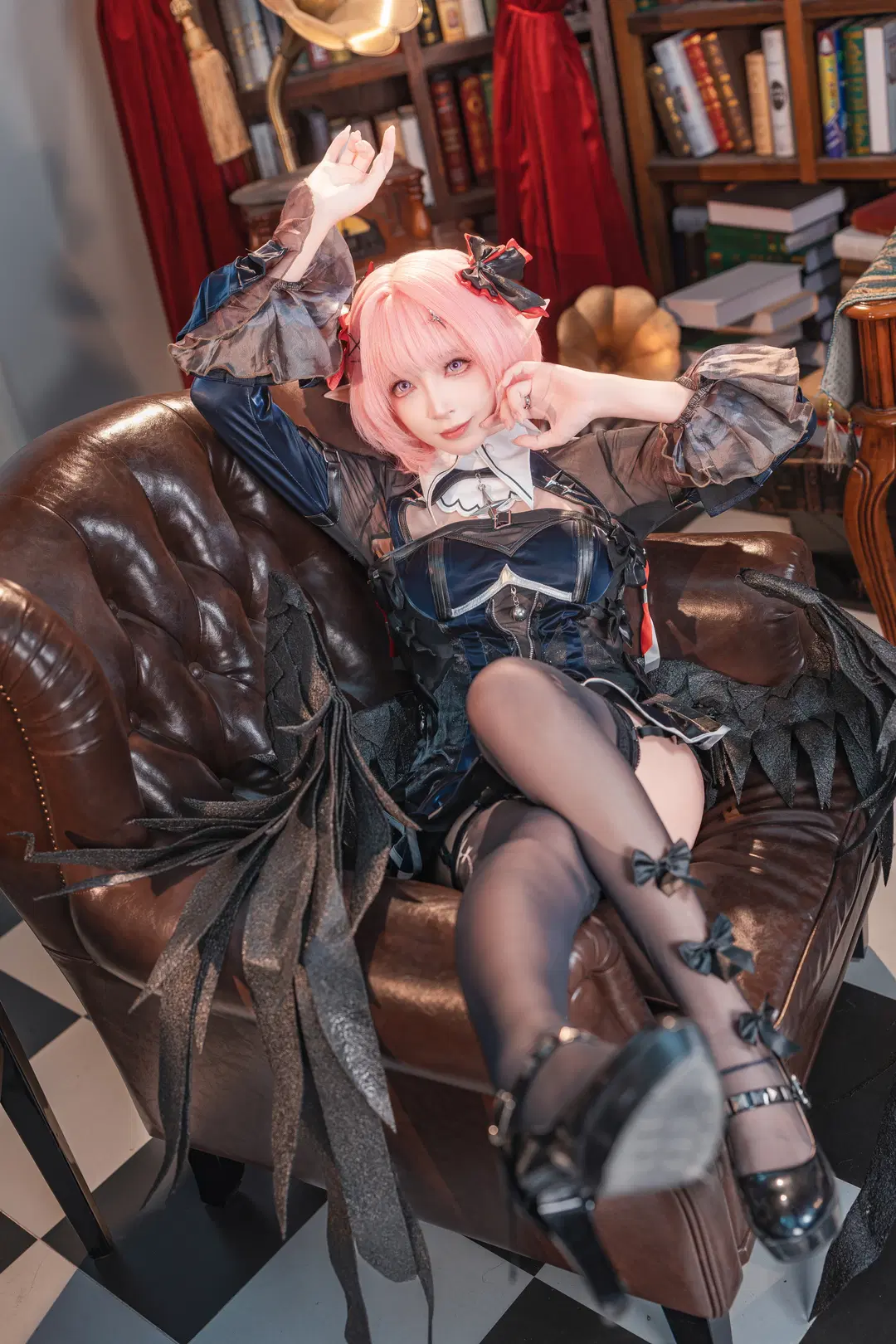Zenless Zone Zero, Gothic style, Black stockings, Vintage dress, Remielle cosplay
