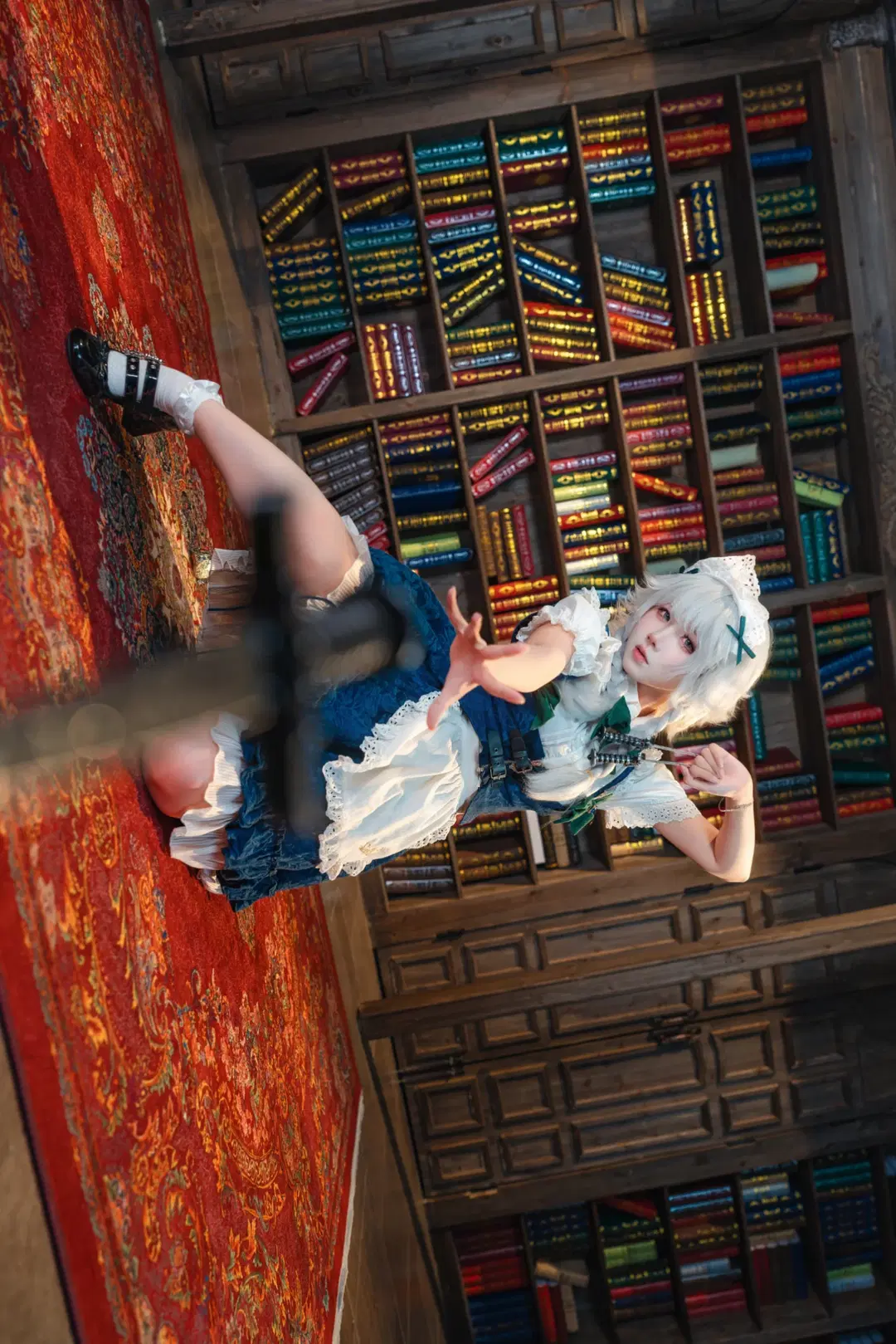 东方project, 女仆装, 十六夜咲夜cos, 复古书房, 丝袜