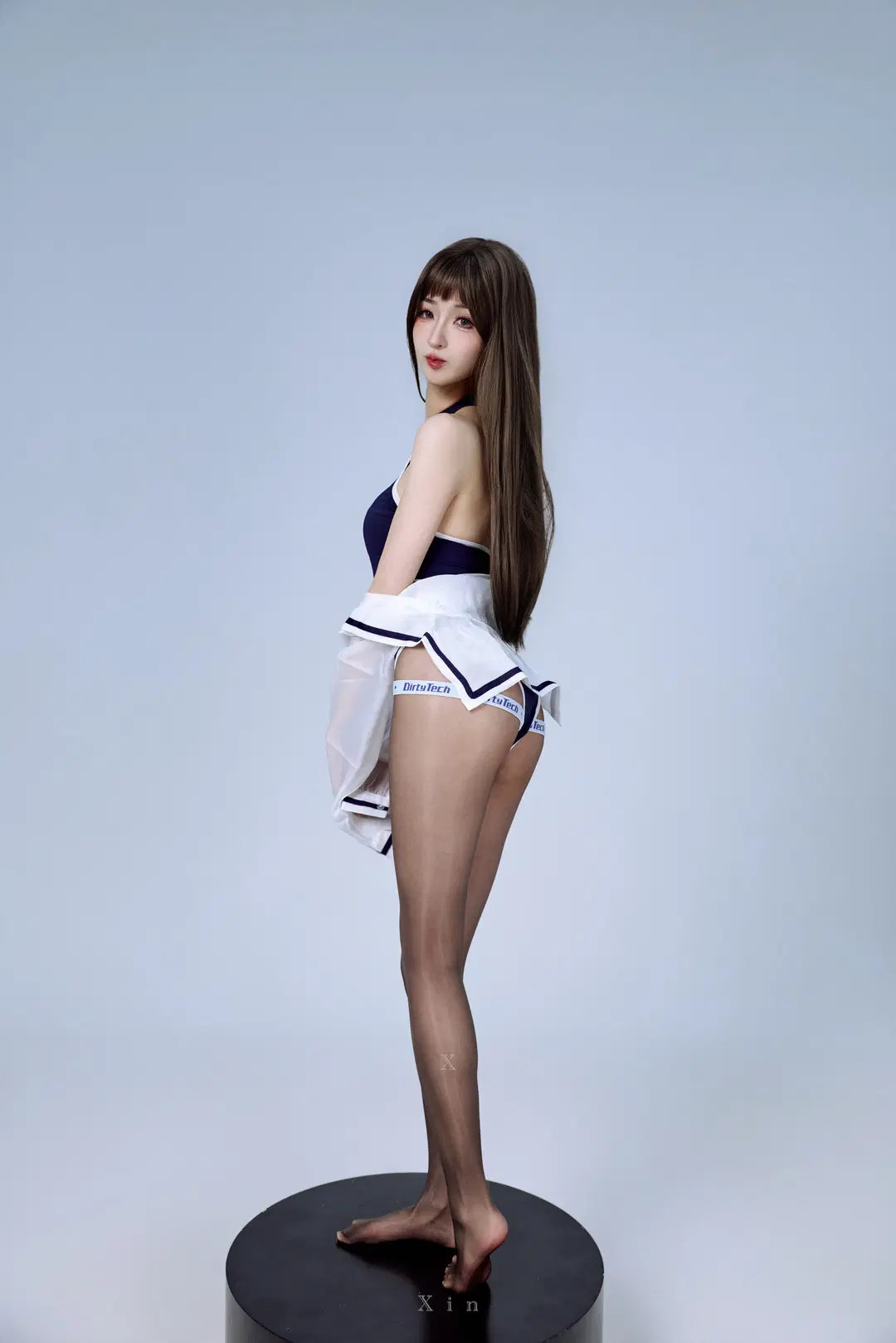 ダークブルーのボディースーツと透け感白シフォンの御姉・お姉さん風スタジオ撮影記録 - 一只棠棠子 - 3枚目