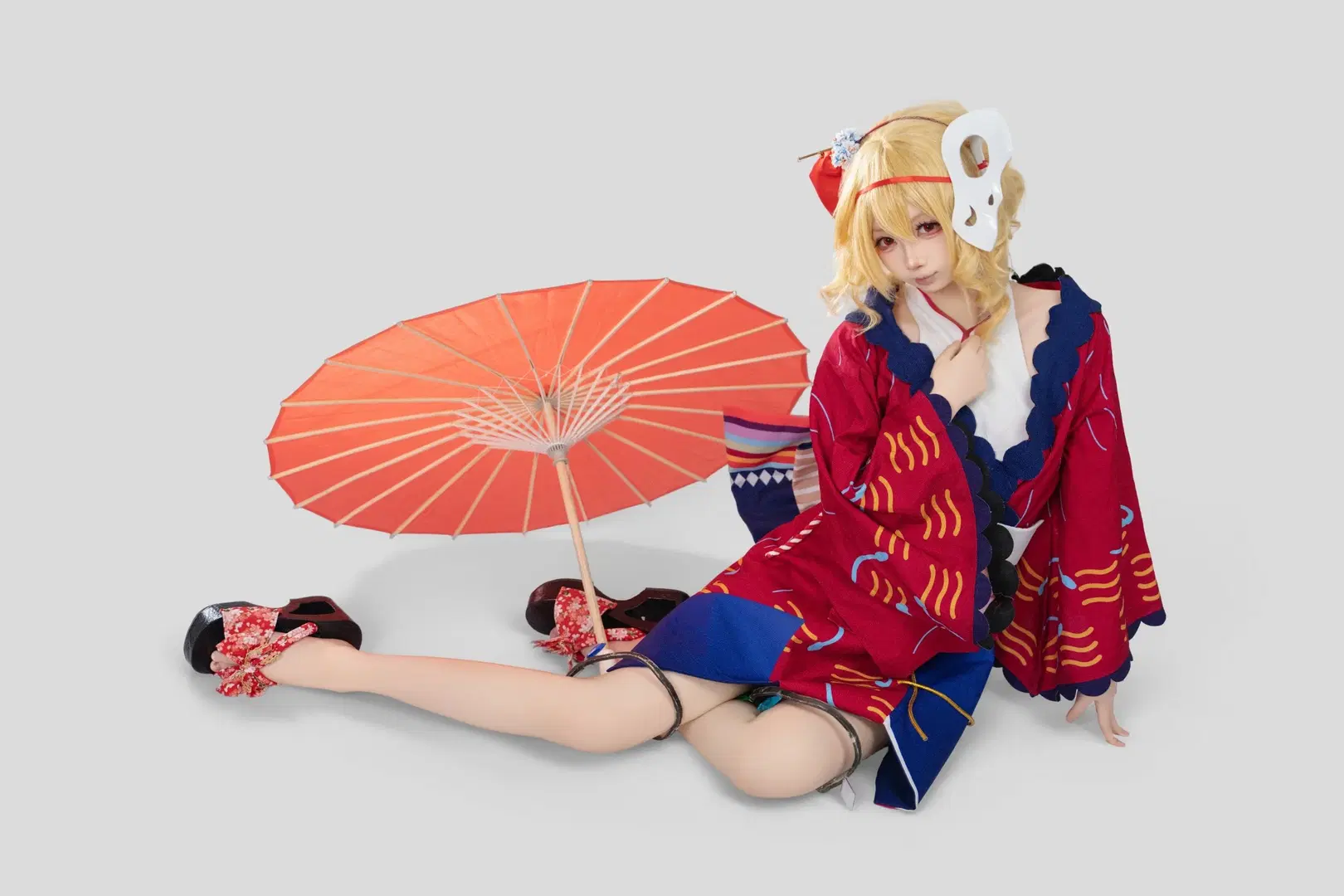 cosplay, Touhou Project, Kimono, Flandre Scarlet Cosplay, White studio photography