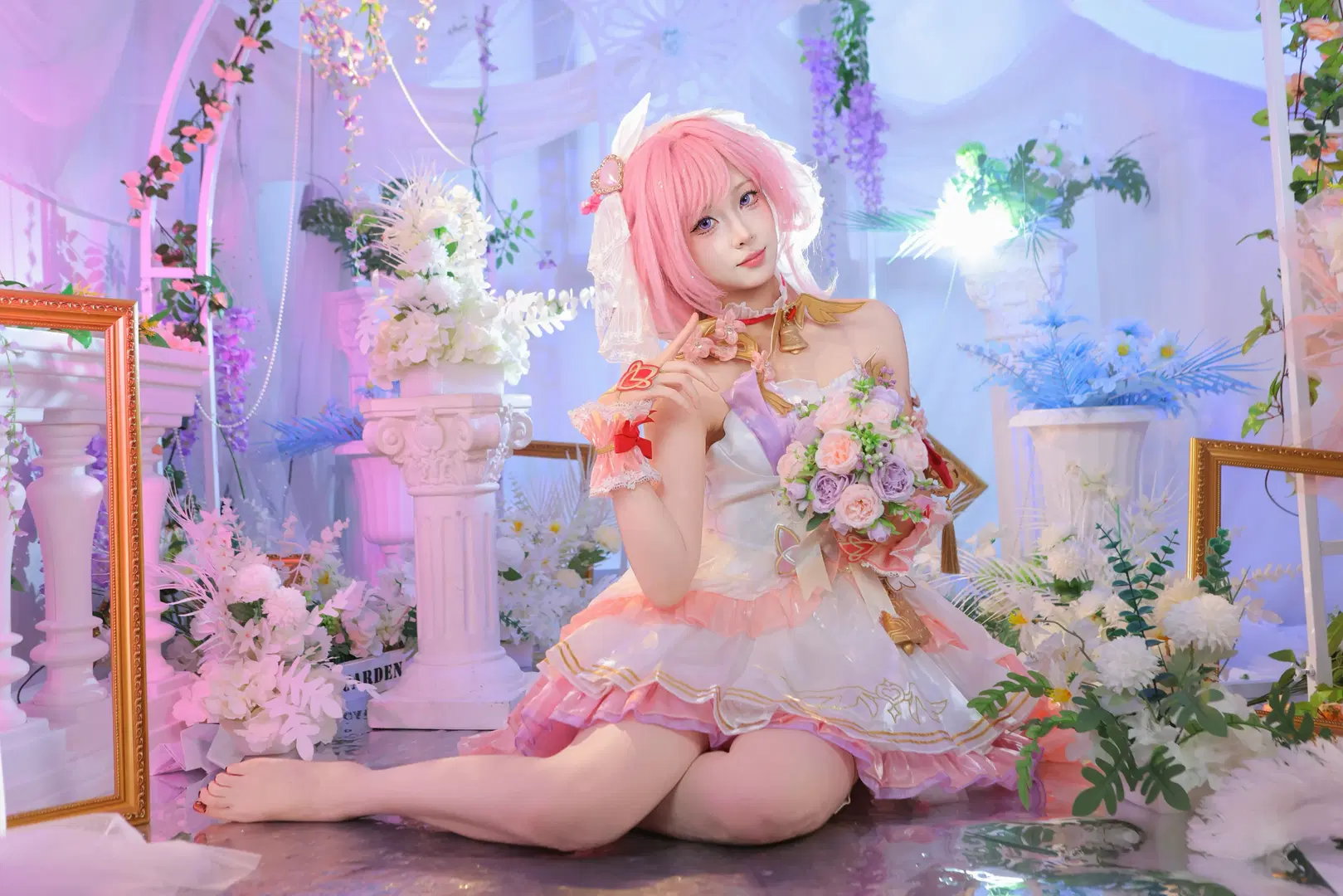 【爱莉希雅cos】崩坏3的花之巡礼，粉色系的梦幻时刻 - 夜雨ovo - 第3张