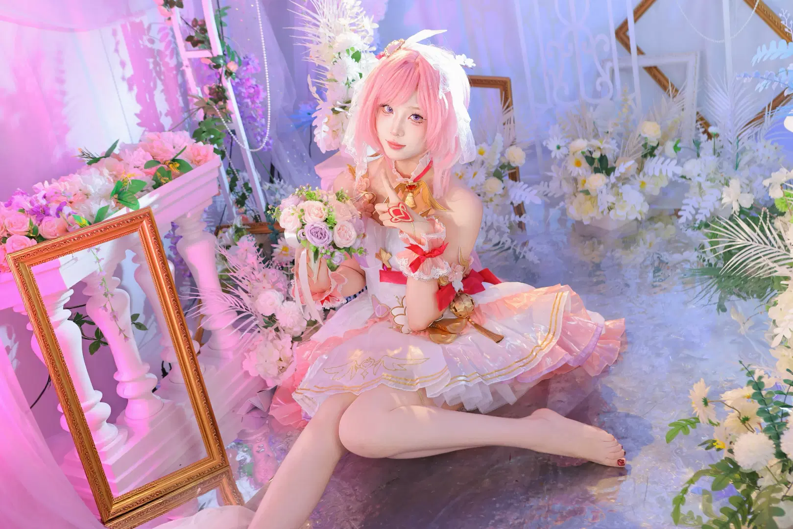 【爱莉希雅cos】花之巡礼，在粉色梦幻中定格 - 夜雨ovo - 第2张