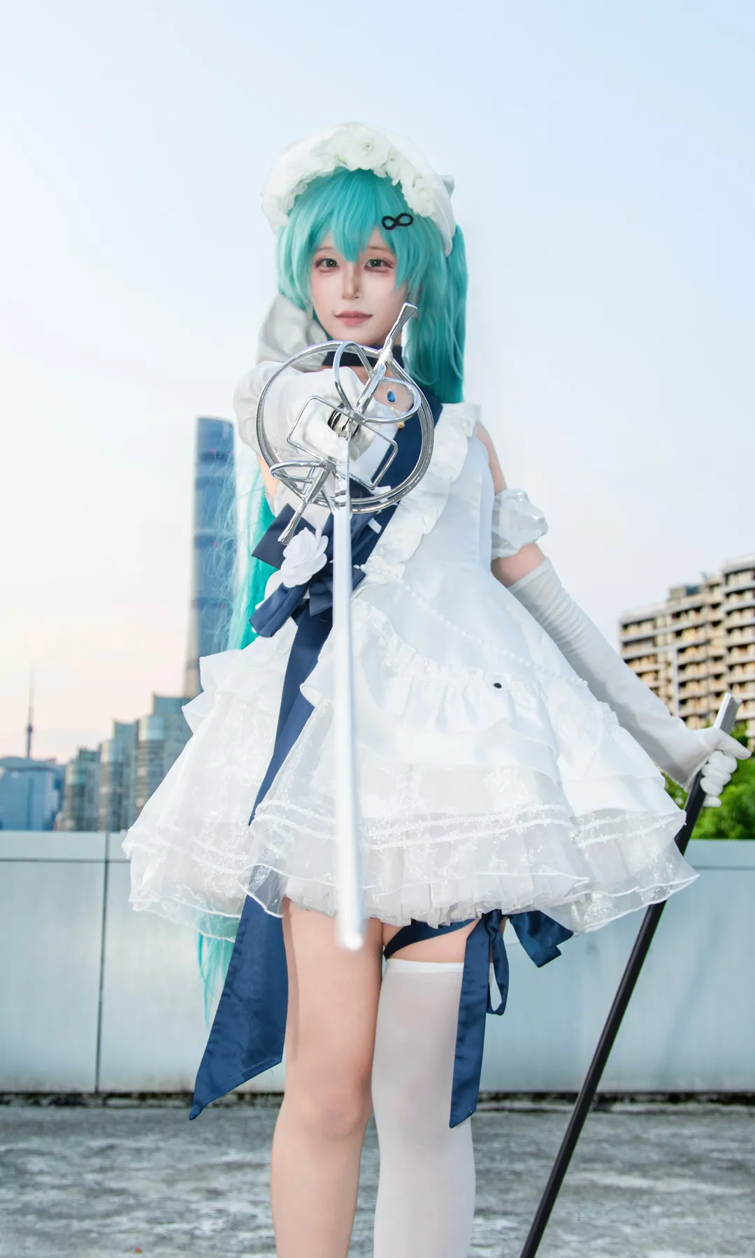 cos正片, 初音未来cos, VOCALOID, 白色丝袜, 公主骑士 - 第3张
