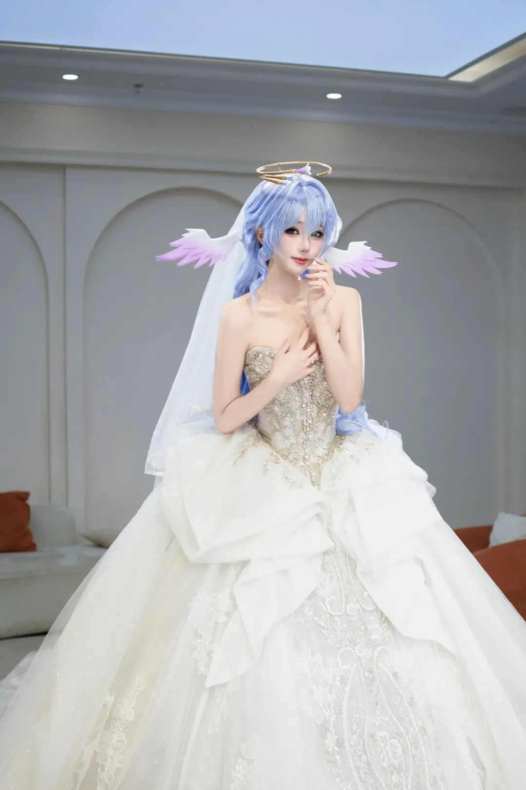 知更鸟cos, 蓝发cos, 周日哥, 天使婚纱, 威斯迪镜头