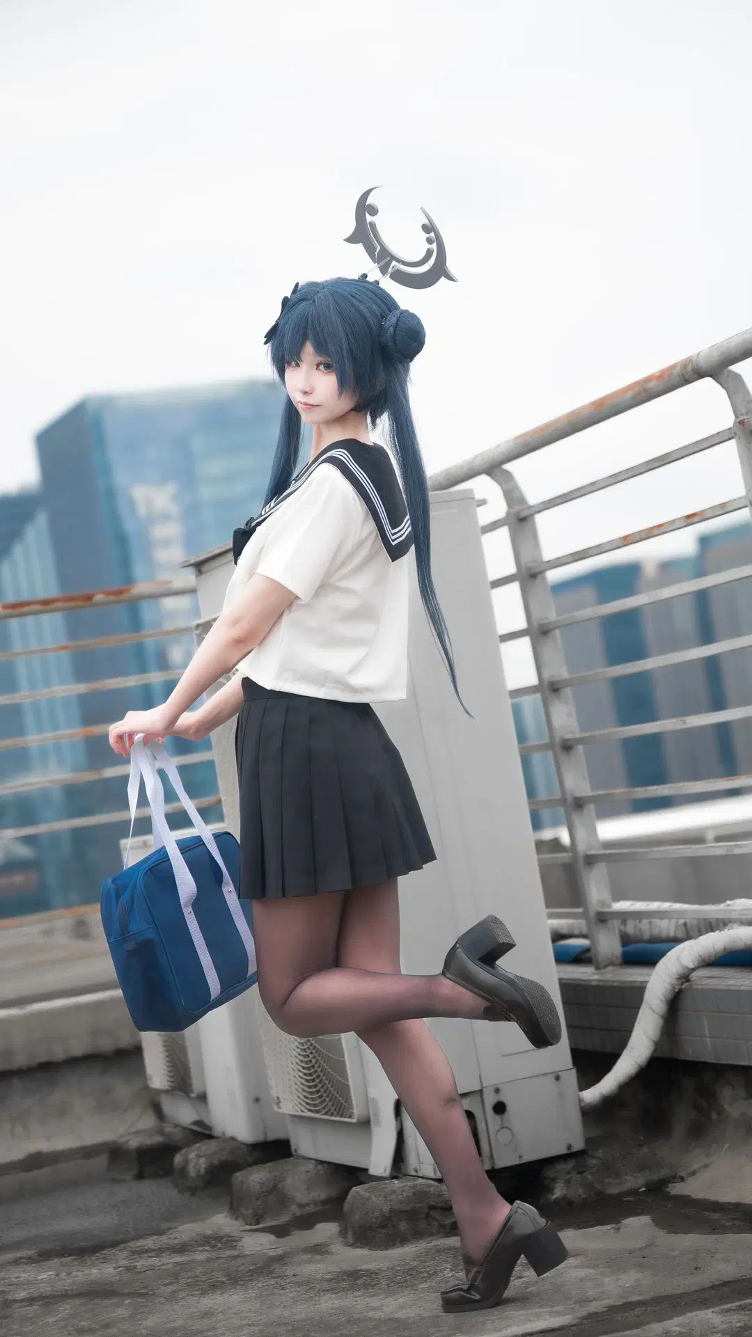 蔚蓝档案, 妃咲cos, JK制服, 黑丝, 天台写真