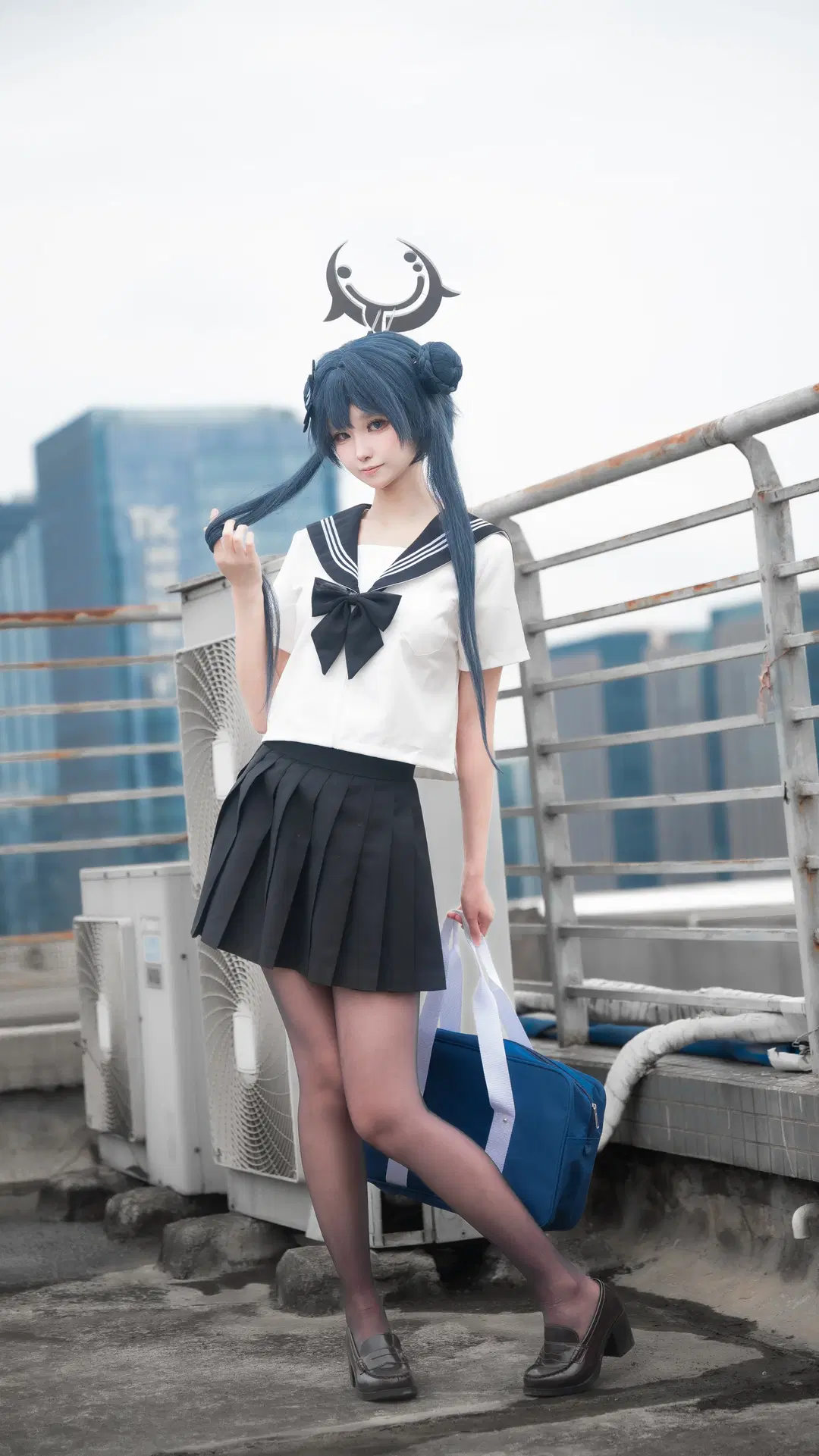 [Misaki cosplay] Blue Archive JK uniform Rooftop photoshoot by 烤冷面_ - Image 2