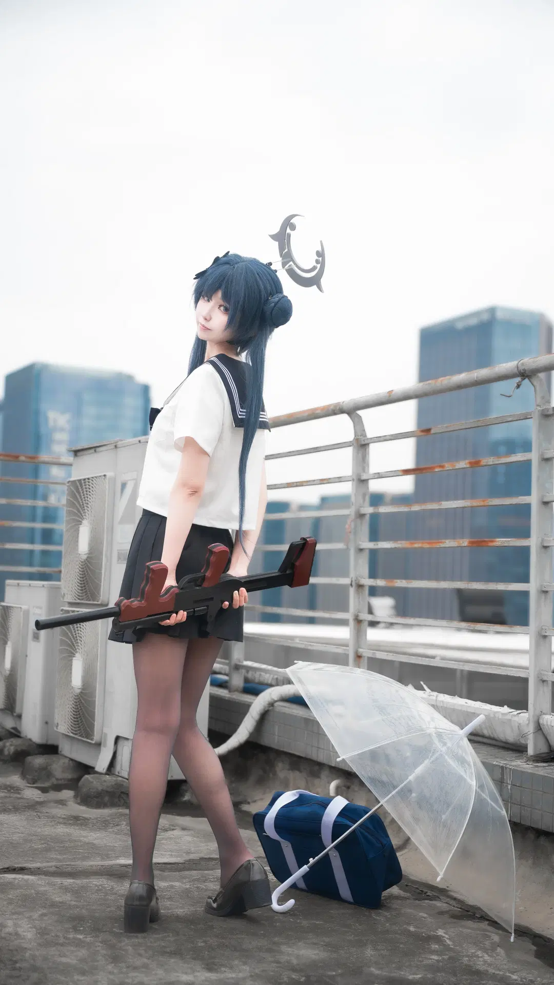 蔚蓝档案, 妃咲cos, JK制服, 丝袜, 天台写真