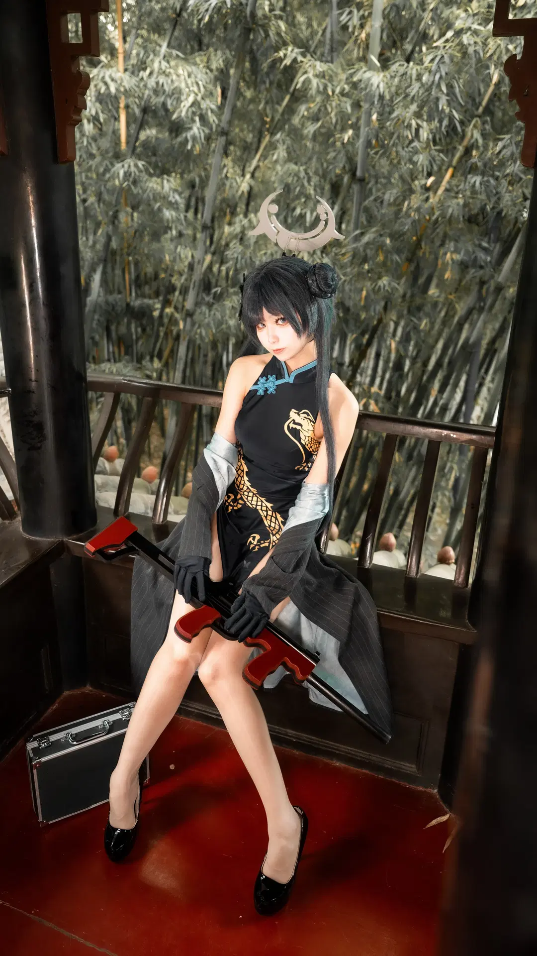 蔚蓝档案, 妃咲cos, 二次元cosplay, 竹林摄影, 改良旗袍