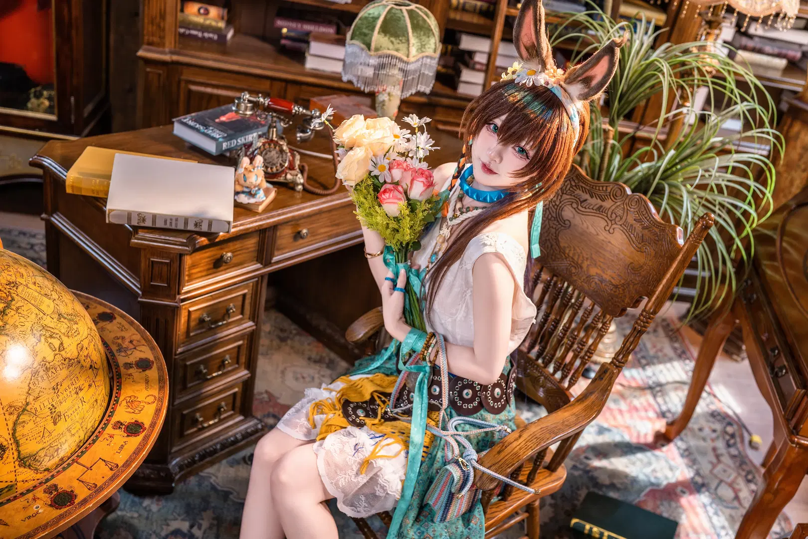 [Amiya cosplay] Arknights Rhodes Island Leader: Vintage Study Photoshoot by 猫科狐狸米缸（痴呆版） - Image 3