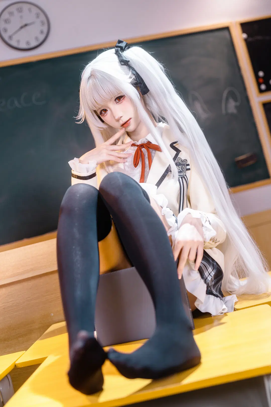 二次元攝影, JK制服, 黑絲, 篝之霧枝cos, 美少女萬華鏡
